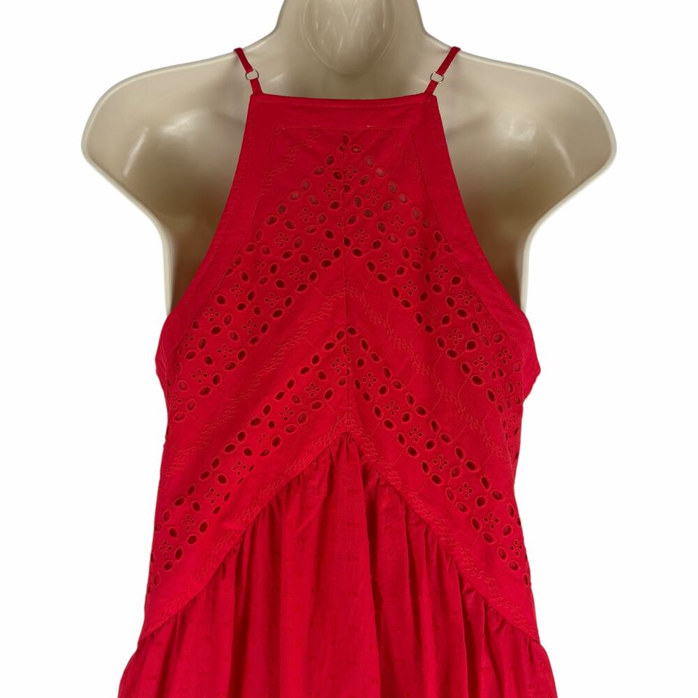 Super Natural by Secret Mission Daniella Cotton Eyelet Dress Red Size S - Picture 10 of 15